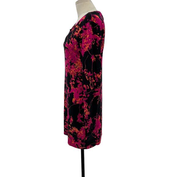 Diane von Furstenberg Reina Sheath Dress Floral Daze Black‎ Pink Silk Size 6 - Picture 6 of 14